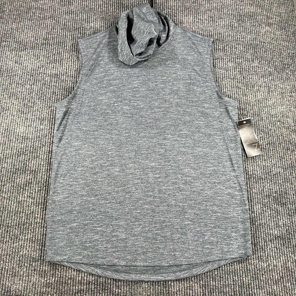 Zella Pullover Shirt Mens Medium Blue Sleeveless Hooded Workout Active New